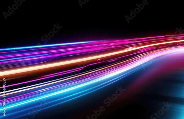 Obraz Neon light wave background, 3d Rendering, Abstract Background, Light Background, Color Background