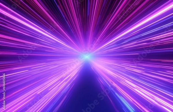 Obraz Neon light wave background, 3d Rendering, Abstract Background, Light Background, Color Background