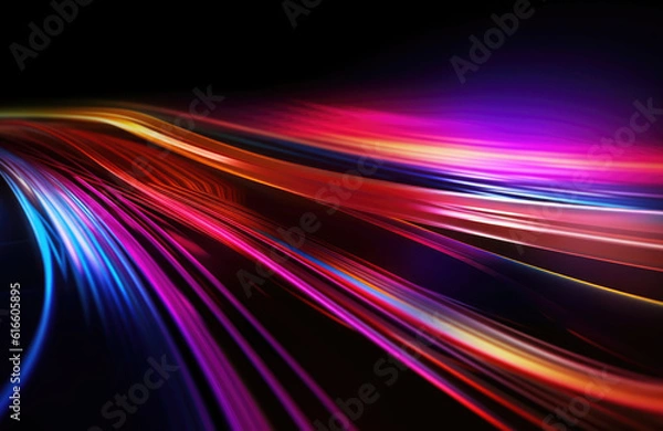 Obraz Neon light wave background, 3d Rendering, Abstract Background, Light Background, Color Background