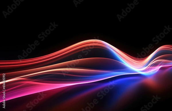 Fototapeta Neon light wave background, 3d Rendering, Abstract Background, Light Background, Color Background