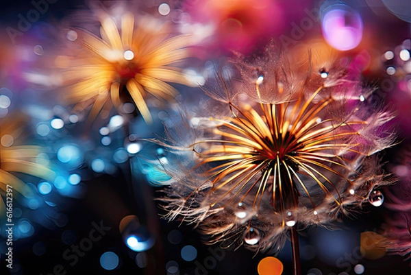 Obraz Colorful of dandelion, Generative AI