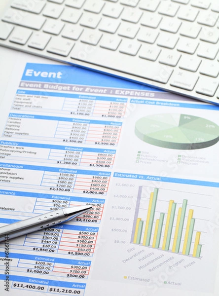 Fototapeta Data analysis with keyword and pen