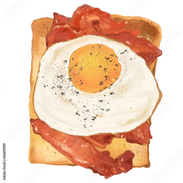 Obraz bacons fried eggs toast and lunch