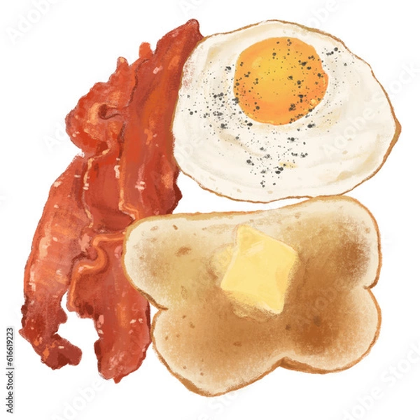 Obraz fried egg bacons and bread breakfast