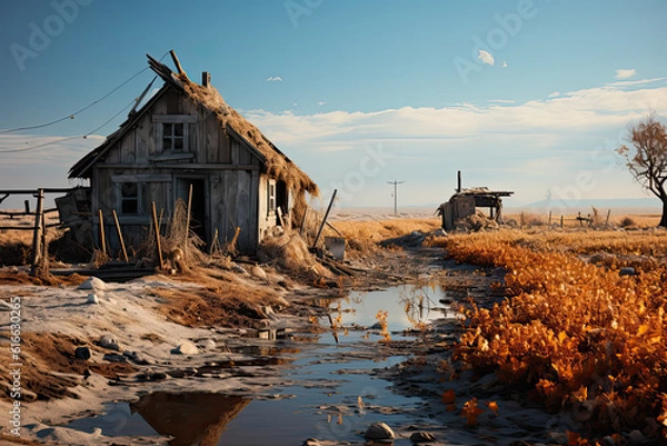 Obraz Old little cottage, Generative AI