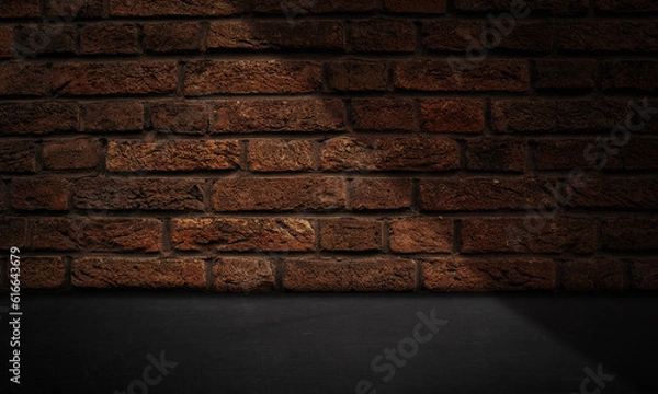 Fototapeta Black floor with shadow stone wall product display background template