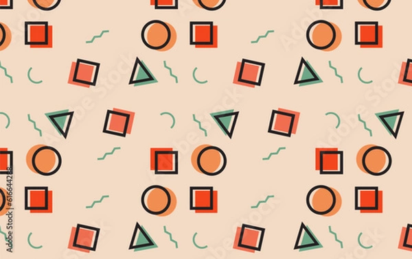 Obraz seamless pattern geometric Memphis retro vector art
