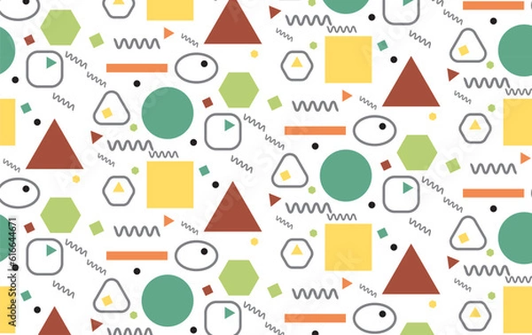 Obraz Geometric Memphis Retro seamless pattern vector art