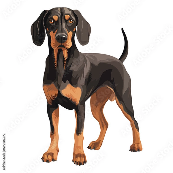 Fototapeta Quirky and Handsome: 2D Artwork Showcasing an Irresistible Black and Tan Coonhound