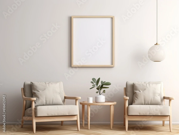 Fototapeta Mock up frame in home Interior Background , Mockups Design 3D, HD