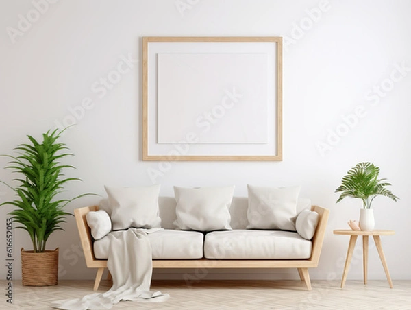 Fototapeta Mock up frame in home interior background Scandinavia , Mockups Design 3D, HD