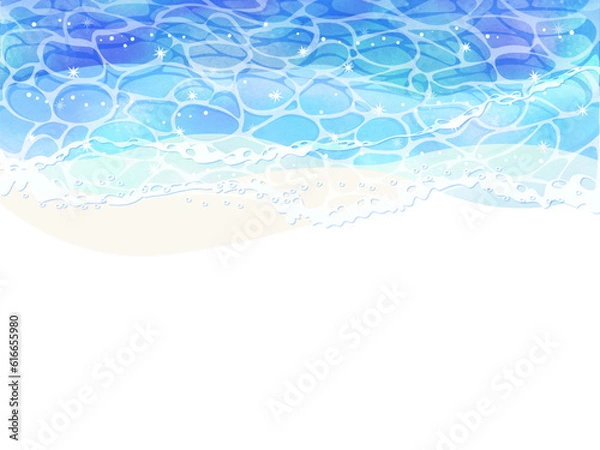 Obraz 波打ち際のフレームのイラスト