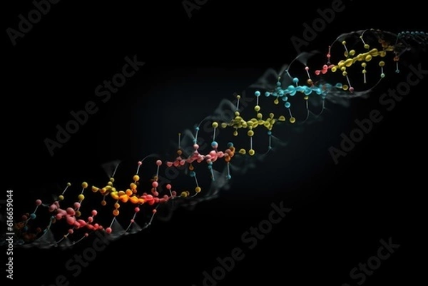 Fototapeta chemical reaction, showing the transformation of dna from one sequence to another, created with generative ai