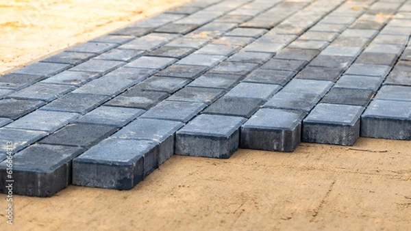 Fototapeta execution of the paving stone surface and leveling
wykonanie nawierzchni z kostki brukowej oraz wyrównanie
