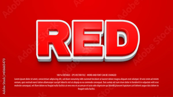 Fototapeta Editable text effect red 3d style