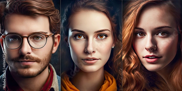 Fototapeta Happy coworkers together at work. Productivity and business concept - Generative AI