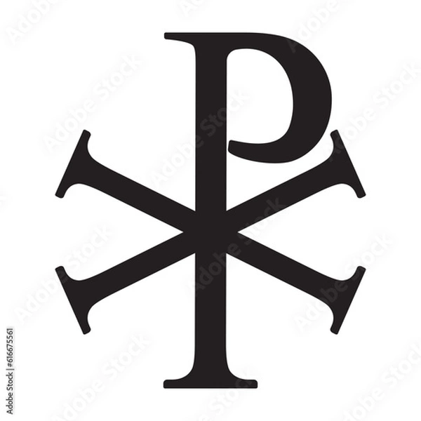 Obraz Christianity chi rho symbol, vector illustration, black on white background