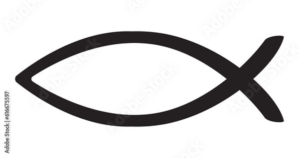 Obraz Christianity ichthys symbol, vector illustration, black on white background