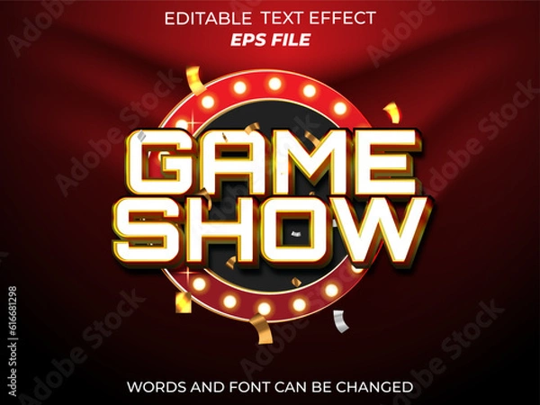 Fototapeta game show text effect, font editable, typography, 3d text. vector template