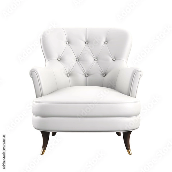 Fototapeta White accent chair, armchair isolated on transparent background. 