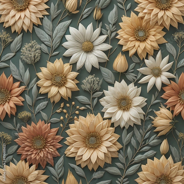 Fototapeta Serene Blooms, A Graceful Floral Pattern