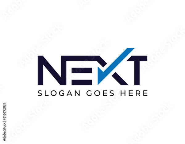 Fototapeta Next logo design, next vector logo design, checkmark or right symbol