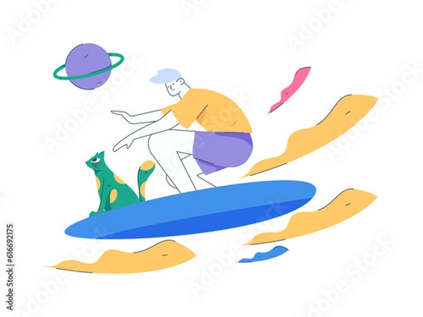 Fototapeta Vector internet operation illustration of people exercising and running healthy
