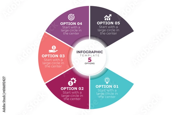 Fototapeta Circle Infographic vector illustration. Numbered Circular Infographic Layout