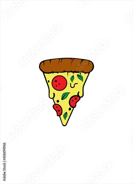 Fototapeta Simple flat pizza icon design