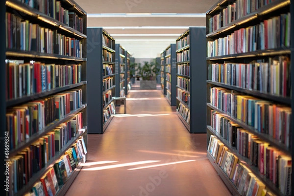 Obraz library shelves with books