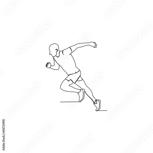 Fototapeta Vector illustration single line continuous of player running