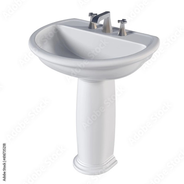 Fototapeta Washbasin isolated on white background, sink, 3D illustration, cg render