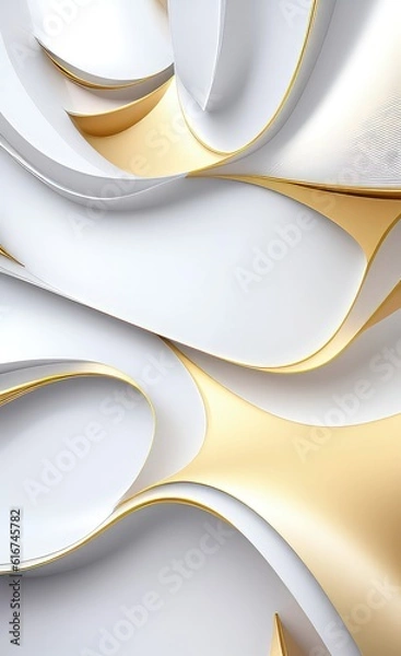 Obraz Curvy and wavy metallic golden cover background with grey and white color tone.