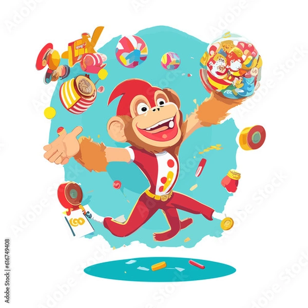 Obraz Juggling Monkey Circus! Be amazed by this talented juggling monkey