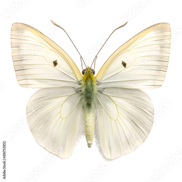 Fototapeta indian cabbage, Butterfly, isolated Background, top view
