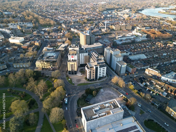 Fototapeta Southampton Aerial View, Drone view shot with Dji Mini 3 Pro