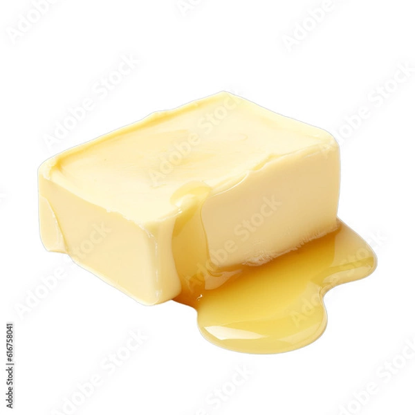 Fototapeta Delicious melting creamy butter isolated on a transparent background