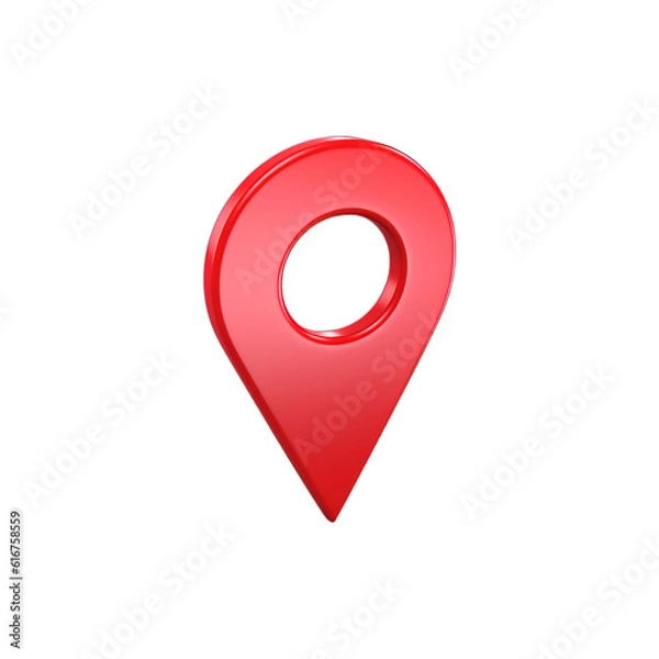 Fototapeta Red pin pointer location & GPS symbol isolated on a transparent background