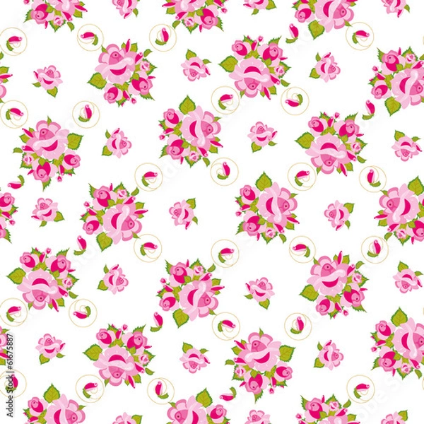 Fototapeta Pink roses pattern. 