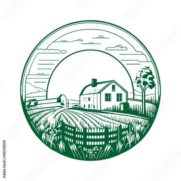 Obraz Vector green farm house logo template.
