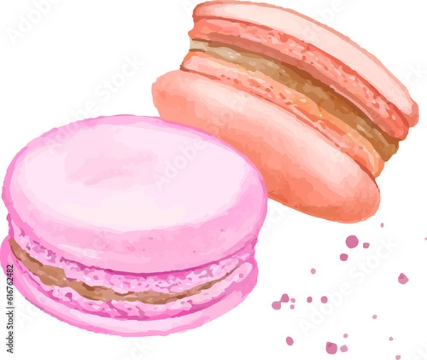 Obraz Macaron watercolor illustration