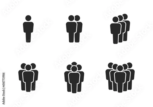 Obraz Set of people groups vector icons. Population fill illustration. 