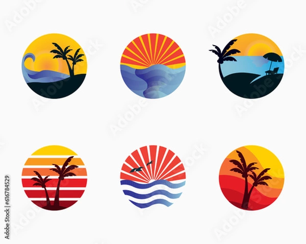 Obraz set beach logo design template. holiday logo vector