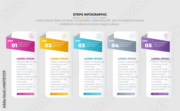 Fototapeta Vector infographic design template with 5 options or steps