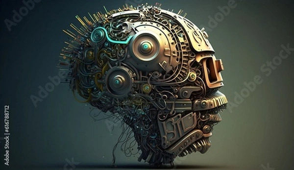 Obraz Mechanical head (Generative AI)
