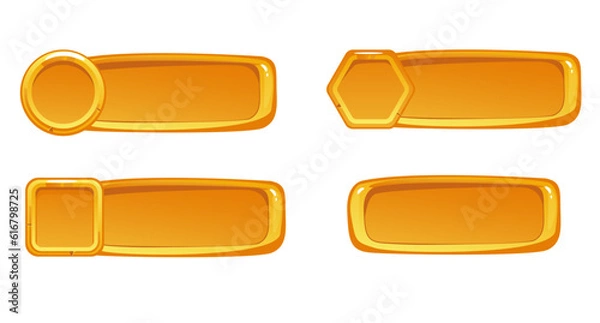 Fototapeta Game ui golden frame gold medal isolated set. Vector design graphic illustration
