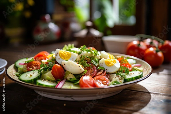 Fototapeta Fresh and Colorful Salad on Table
Generative AI