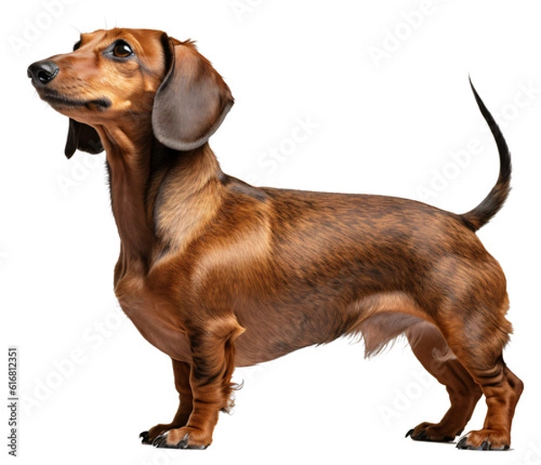 Fototapeta Brown dachshund dog isolated on the transparent background PNG. AI generative.	

