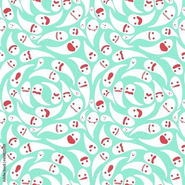 Fototapeta Halloween ghost seamless pattern for wrapping paper and linens and fabrics and kids clothes print