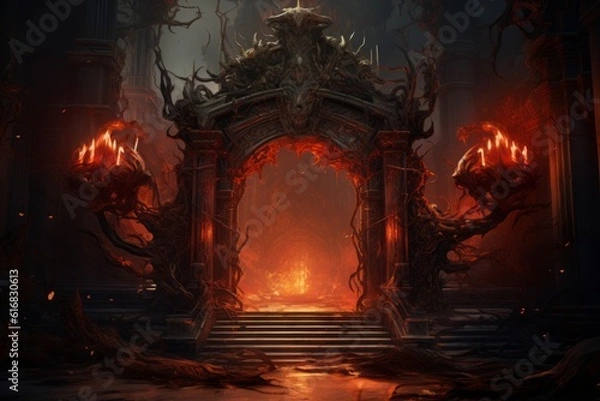 Fototapeta Piekielny portal do otchłani, generatywny AI